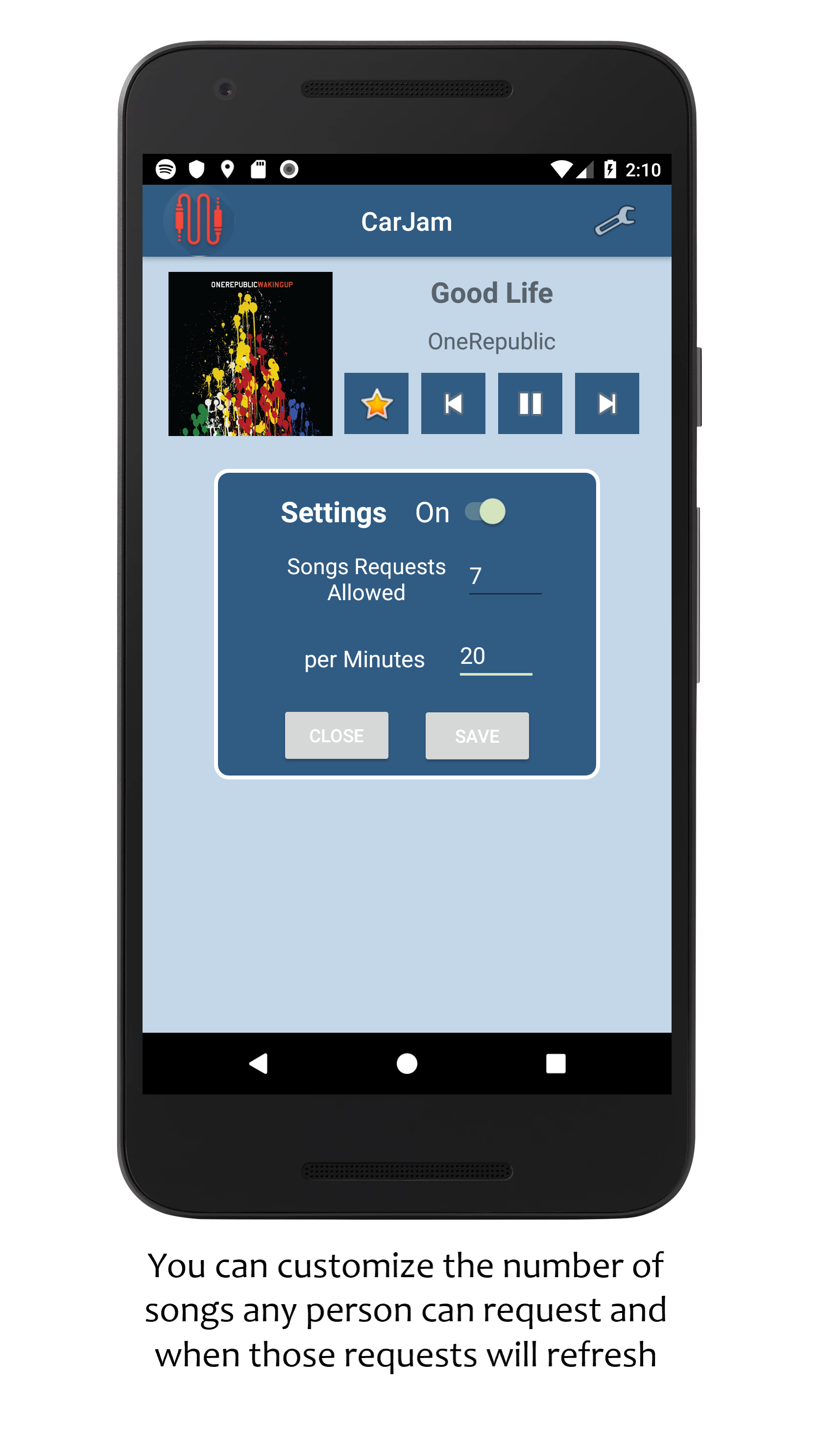 Screenshot of app